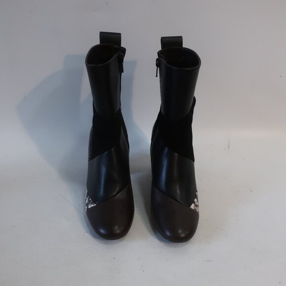 Womens See By Chloe "Tyra Patchwork" Black, Brown Suede Leather Midi Boots 39/9 - Picture 2 of 11